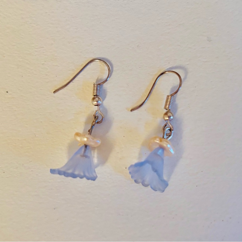 Elegant Blue Floral Earrings